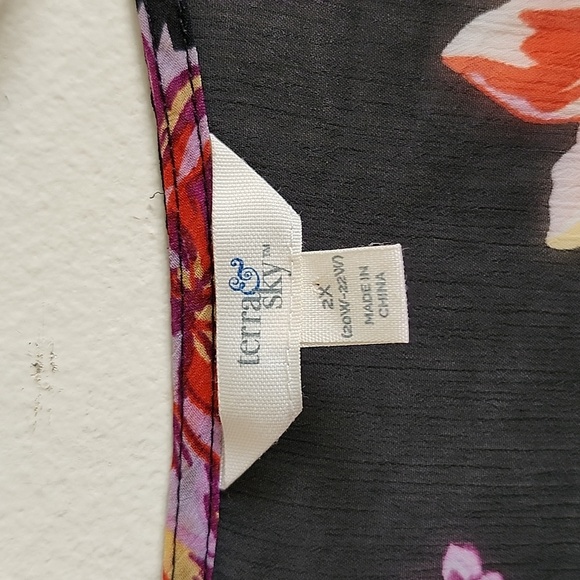 Terra & Sky Floral Kimono Sheer Lightweight, Swim Cover Up Womens 2X - Picture 3 of 5